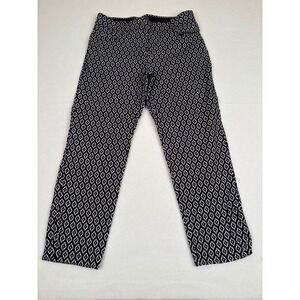 Verve Blues Womens Black White Geometric‎ Diamond Print Ankle Pants